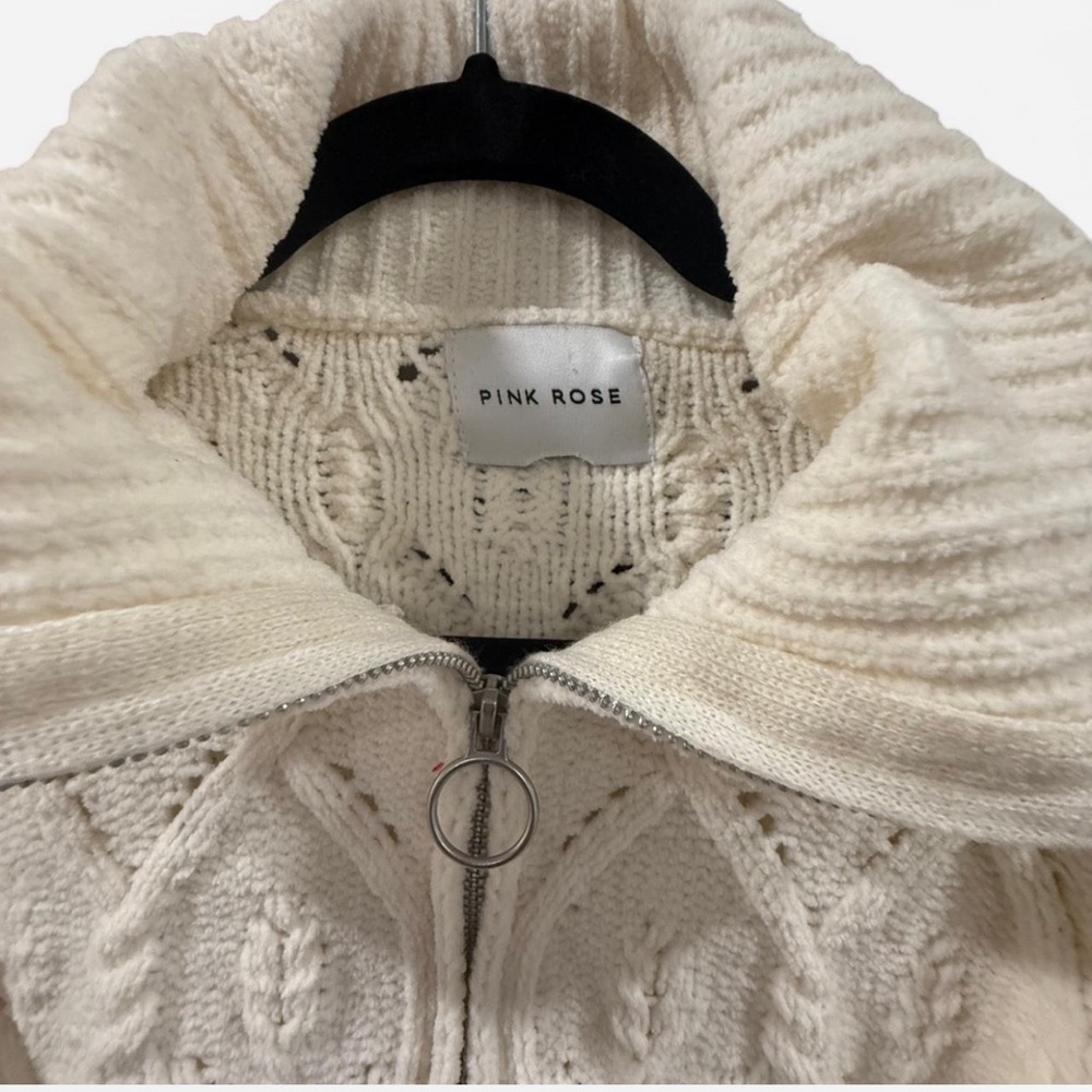 Pink Rose Cream Knit Sweater - Picture 3 of 4